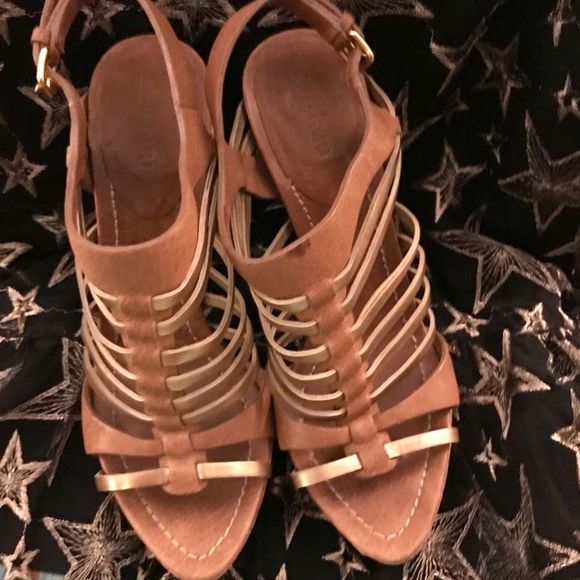 miu miu | Authenticated | Gladiator | Cork Platforms in Gold, Tan & Caramel - Picture 5 of 16